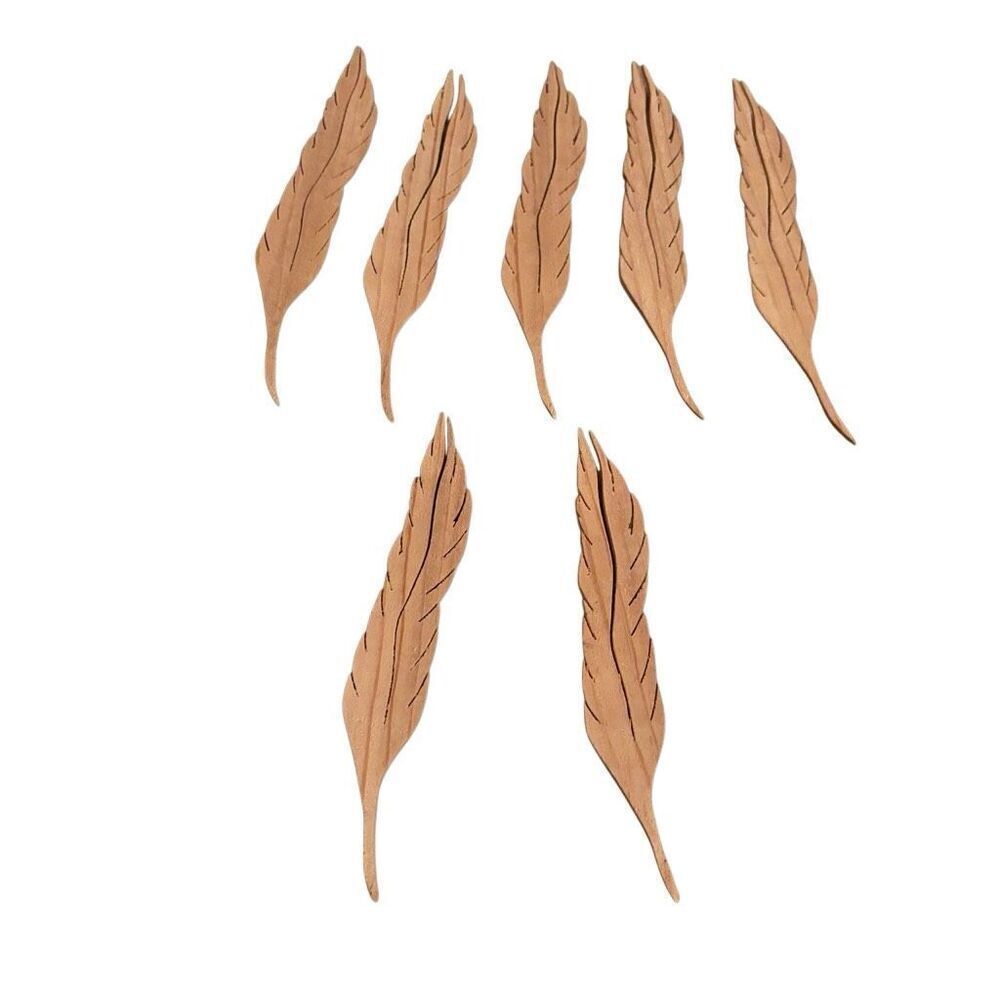 7 Hand Carved 4 3/4” Wooden Feathers